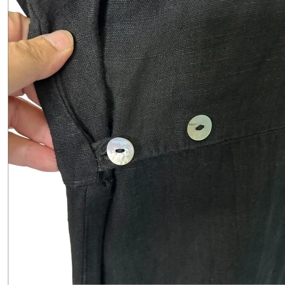 Snappy Turtle Delray Beach Fl Black Linen Shirt Dress Midi Pockets Size XL - Picture 6 of 9